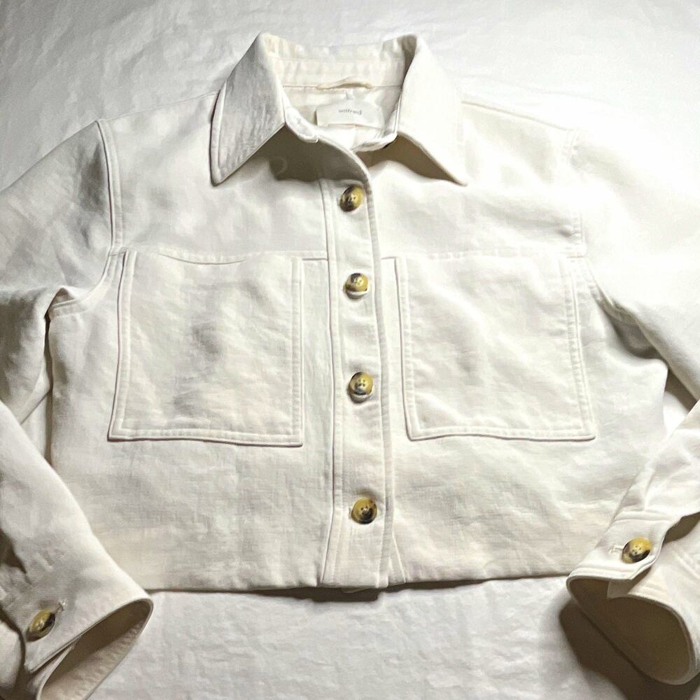 Wilfred Women’s White Button-Front Collared Jacket w/ Pockets Long Sleeve M